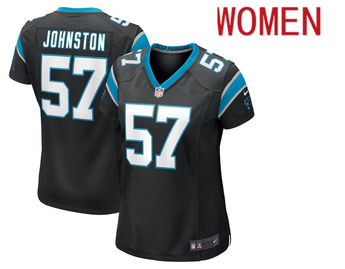 Women Carolina Panthers #57 Clay Johnston Nike Black Game NFL Jersey